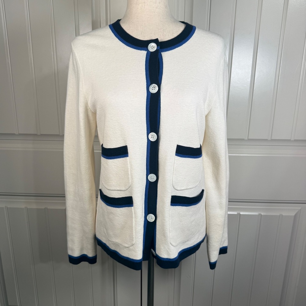 Alex Mill Cardigan Sweater Womens S Cream Cotton Cashmere Preppy Quiet Luxury